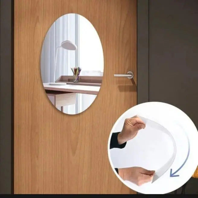 Oval Shape Flexible Non-Glass Mirror Sticker MD