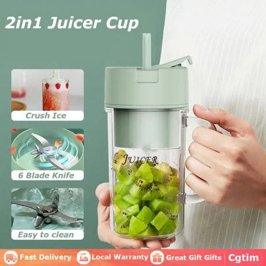 2 in 1 Rechargeable Juicer and Blender Machine With Straw