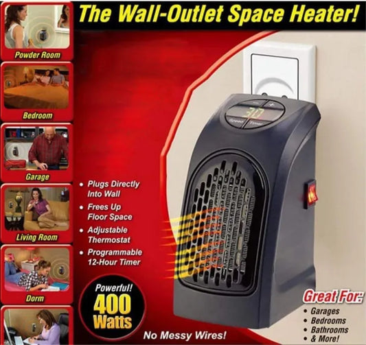 Mini Portable Handy Heater Powerful 400 Watt Space Saving Wall Outlet Heater