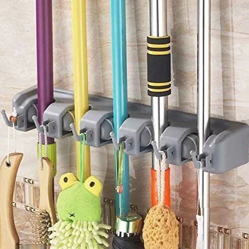 Wall Mount Broom and Mop Holder Organizer 