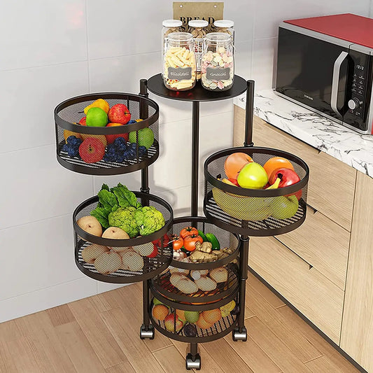 Multi Layer Round Rotating Fruits & Vegetables Storage Shelves DP