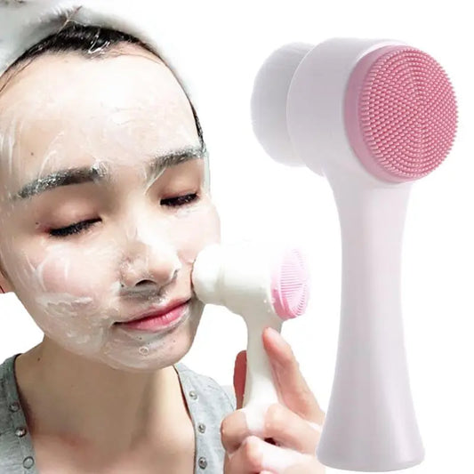 3D Double Side Silicone Face Cleaning and Massaging Brush