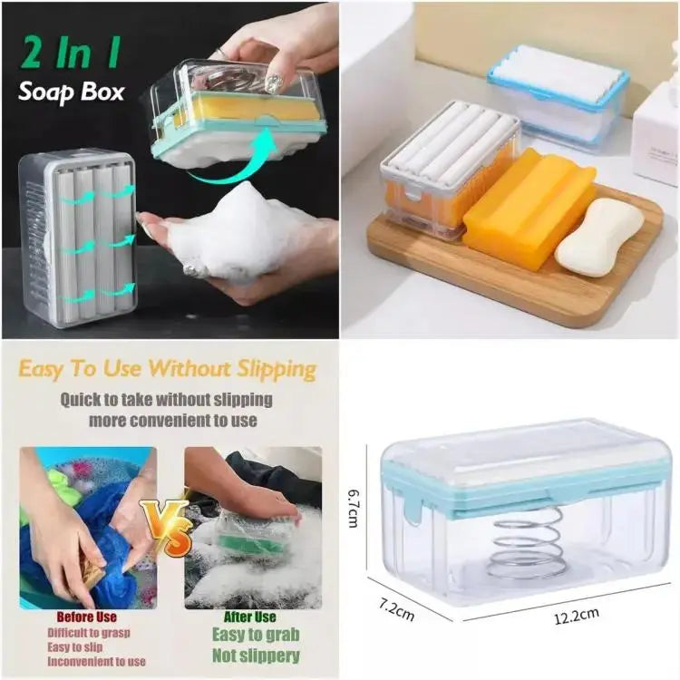 2 In 1 Scrubbing / Rolling Liquid Detergent Dispenser Press Type Liquid Soap Box DP