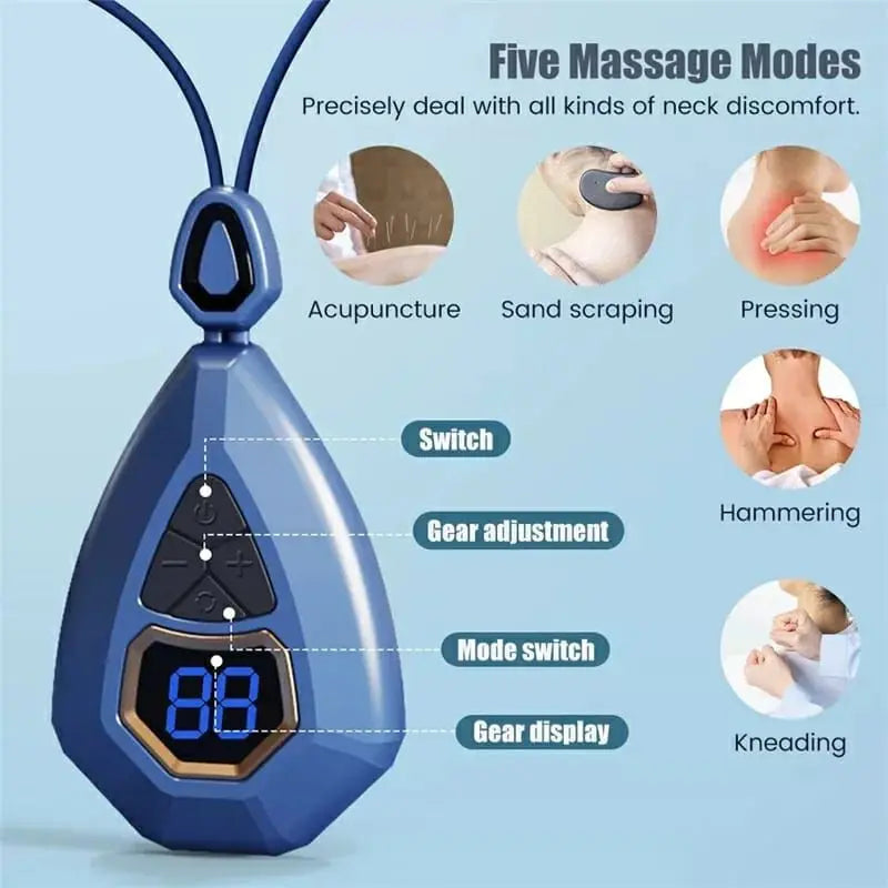 Smart Neck Massager EMS Pulse Heating Pain Relief Health Care Tool ZD