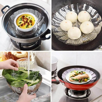 Expandable Steaming Basket | Mesh Steamer Pot MD