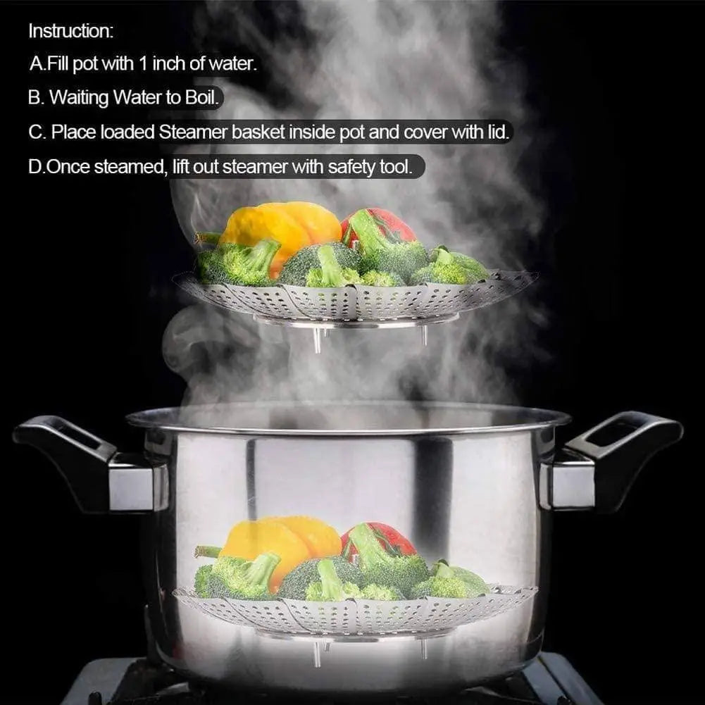 Expandable Steaming Basket | Mesh Steamer Pot MD