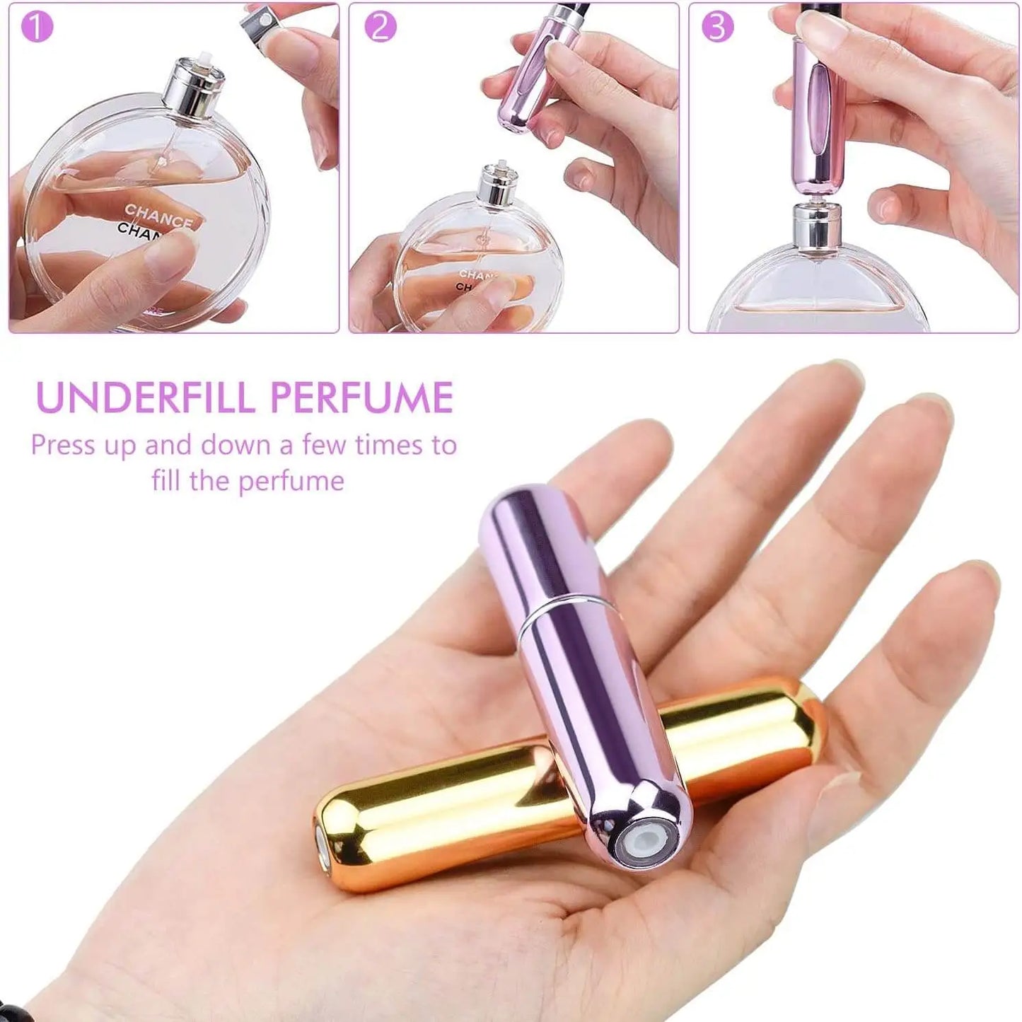 ( Pack Of 2 )5ml Refillable Perfume Atomizer Spray Bottle for Travel MD